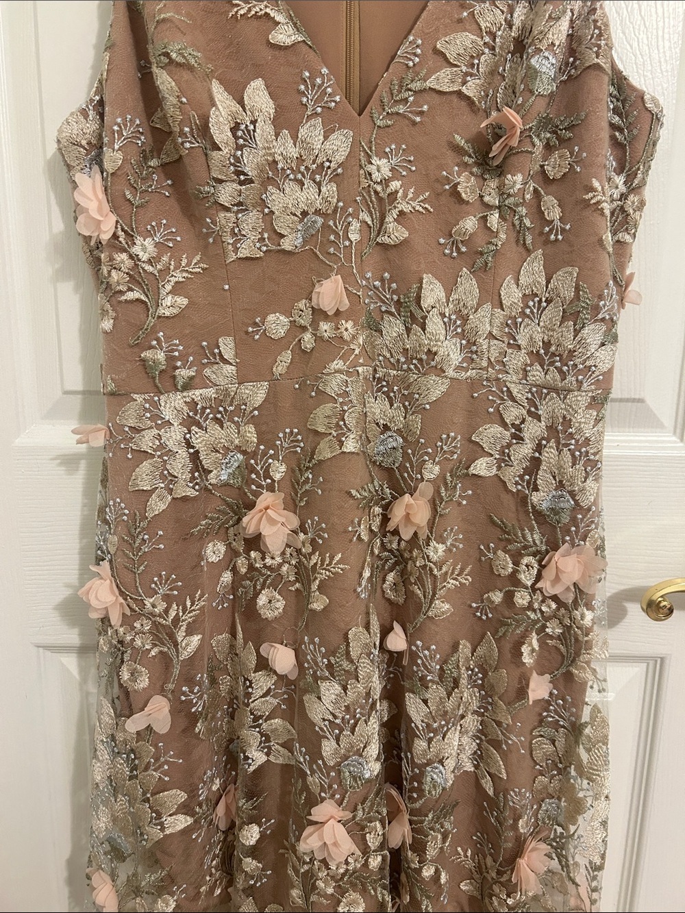 Dress The Population Sidney 3D Floral Appliqué Maxi Gown Pink Rose New Size XXL - Picture 9 of 16